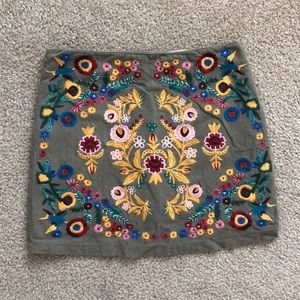 Floral Skirt, Olive Green